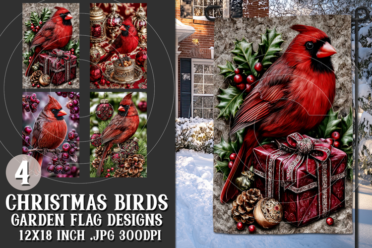 Christmas Garden Flag, Christmas Bird Garden Flags, s5