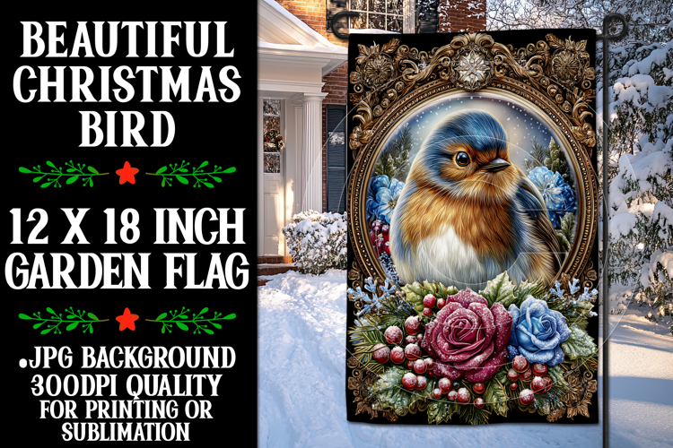 Christmas Garden Flag, Christmas Bird Garden Flag, d29