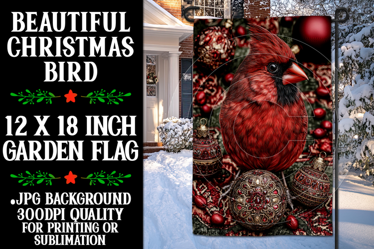 Christmas Garden Flag, Christmas Bird Garden Flag, d3