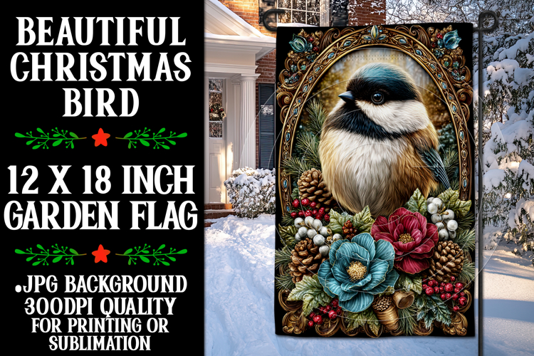 Christmas Garden Flag, Christmas Bird Garden Flag, d32