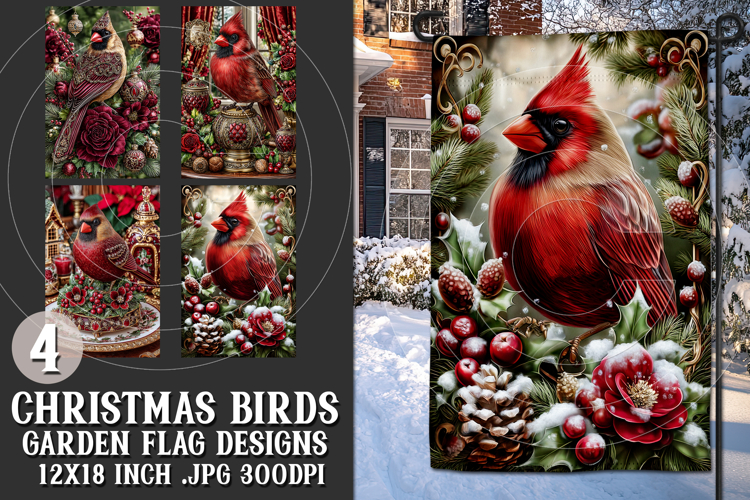 Christmas Garden Flag, Christmas Bird Garden Flags, s6