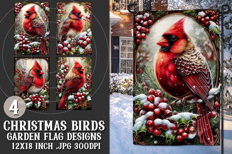 Christmas Garden Flag, Christmas Bird Garden Flags, s7