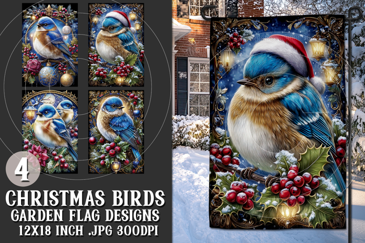 Christmas Garden Flag, Christmas Bird Garden Flags, s8
