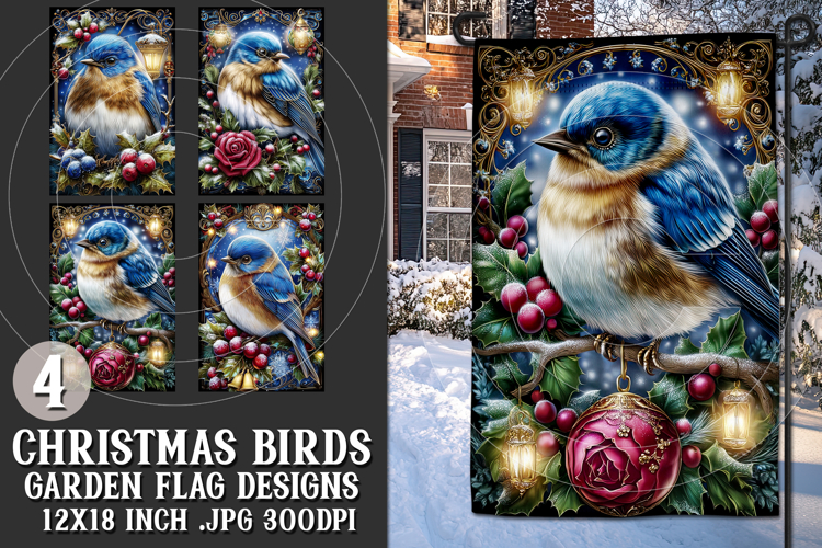 Christmas Garden Flag, Christmas Bird Garden Flags, s9