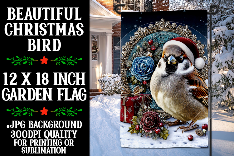 Christmas Garden Flag, Christmas Bird Garden Flag, d51