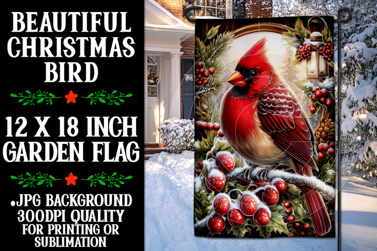 Christmas Garden Flag, Christmas Bird Garden Flag, d53