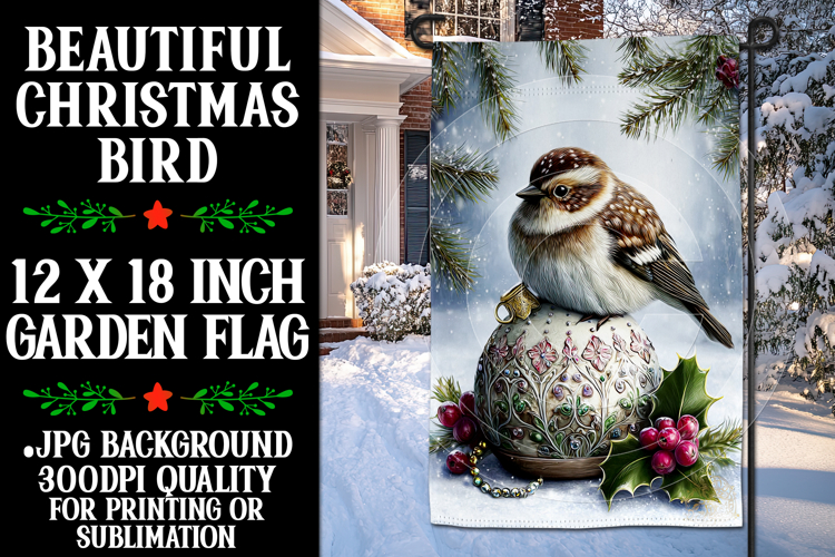 Christmas Garden Flag, Christmas Bird Garden Flag, d55