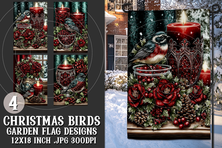 Christmas Garden Flag, Christmas Bird Garden Flags, s11