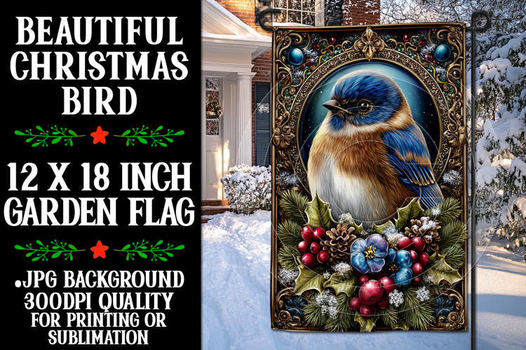 Christmas Garden Flag, Christmas Bird Garden Flag, d9