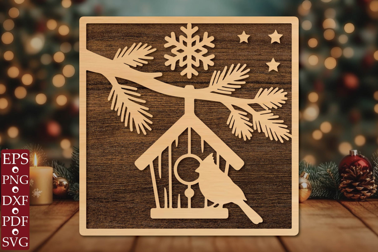 Christmas Birdhouse SVG Laser Cut