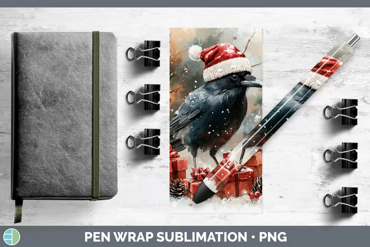 Christmas Birds 01 Crow Pen Wrap Sublimation Pen Designs