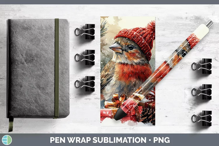 Christmas Birds 01 Finch Pen Wrap Sublimation Pen Designs