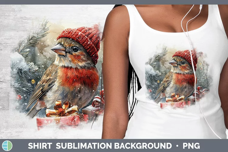 Christmas Birds 01 Finch Shirt Sublimation Sublimation Backg