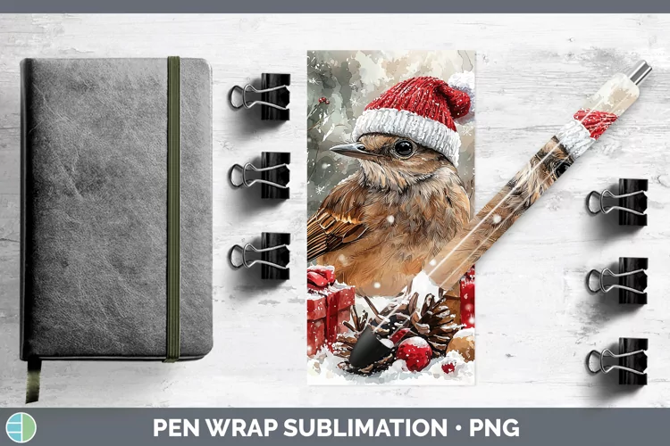 Christmas Birds 01 Mockingbird Pen Wrap Sublimation Pen Desi