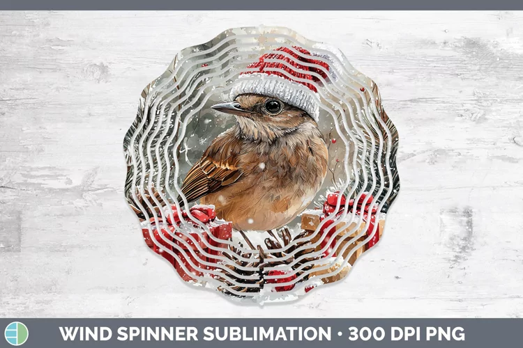 Christmas Birds 01 Mockingbird Wind Spinner Sublimation Spin