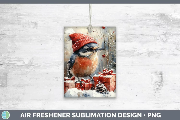 Christmas Birds 01 Nuthatch Air Freshener Sublimation Car Fr