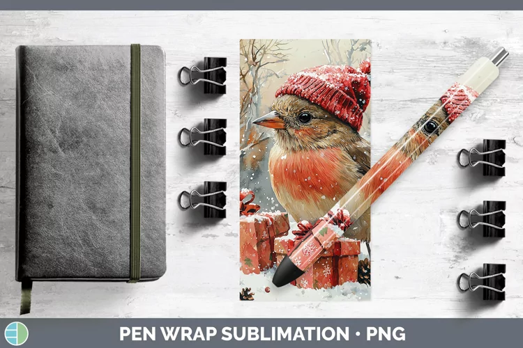 Christmas Birds 01 Pine Grosbeak Pen Wrap Sublimation Pen De