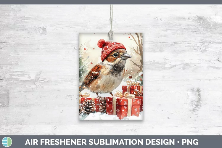 Christmas Birds 01 Sparrow Air Freshener Sublimation Car Fre