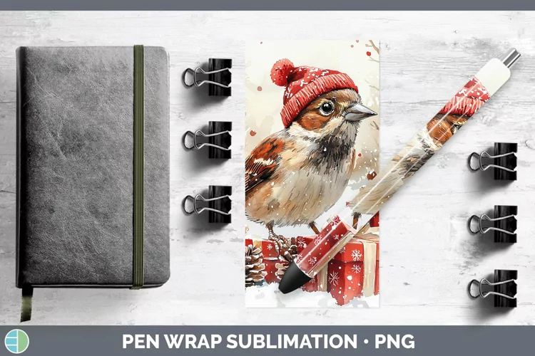 Christmas Birds 01 Sparrow Pen Wrap Sublimation Pen Designs