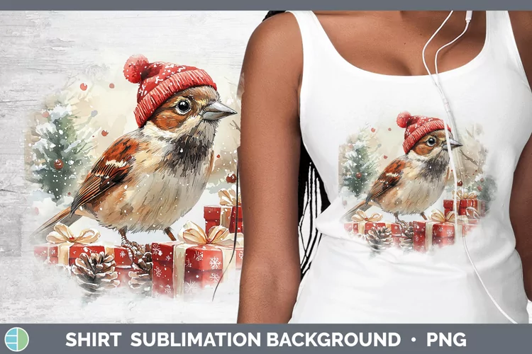 Christmas Birds 01 Sparrow Shirt Sublimation Sublimation Bac