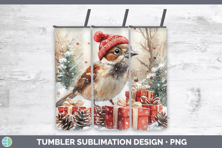 Christmas Birds 01 Sparrow Tumbler Sublimation 20 oz Skinny