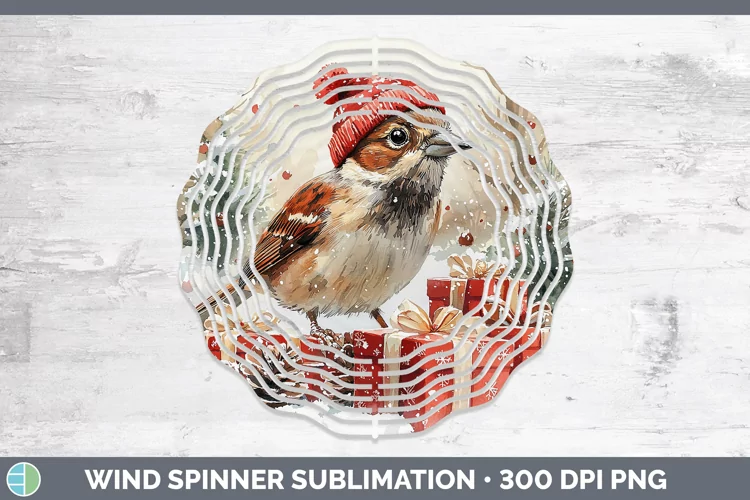 Christmas Birds 01 Sparrow Wind Spinner Sublimation Spinner