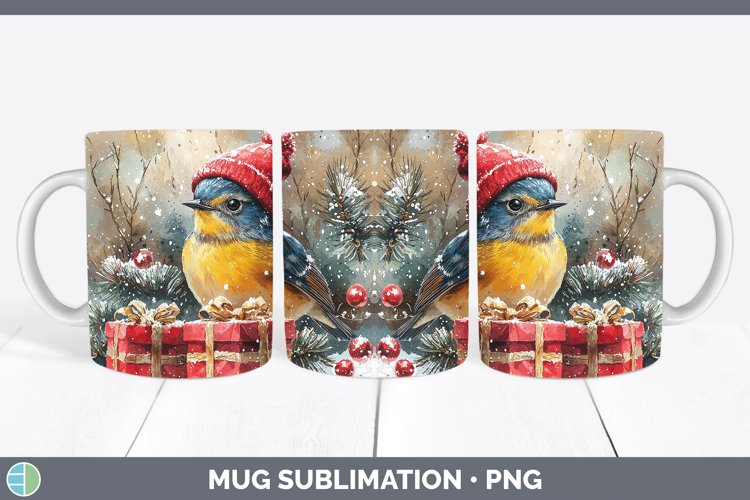 GorgeousChristmas Birds 01 Mug Wrap design.