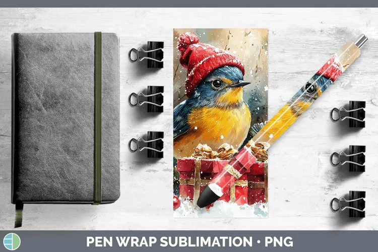 Christmas Birds 01 Warbler Pen Wrap Sublimation Pen Designs