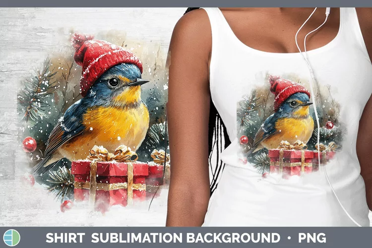 Christmas Birds 01 Warbler Shirt Sublimation Sublimation Bac