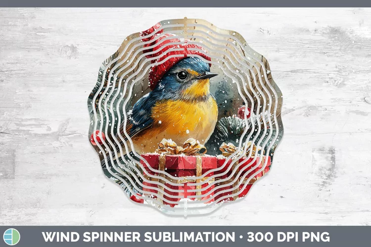 Christmas Birds 01 Warbler Wind Spinner Sublimation Spinner