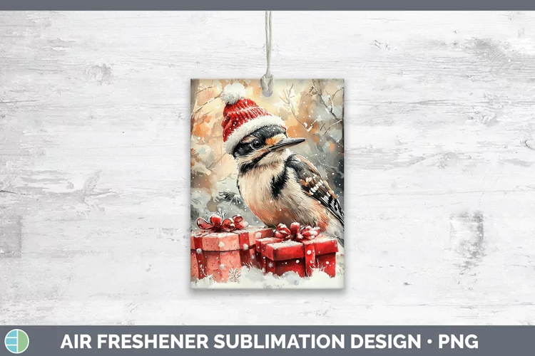 Christmas Birds 01 Woodpecker Downy Air Freshener Sublimatio
