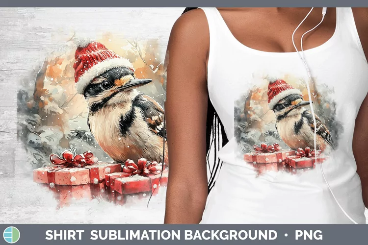Christmas Birds 01 Woodpecker Downy Shirt Sublimation Sublim