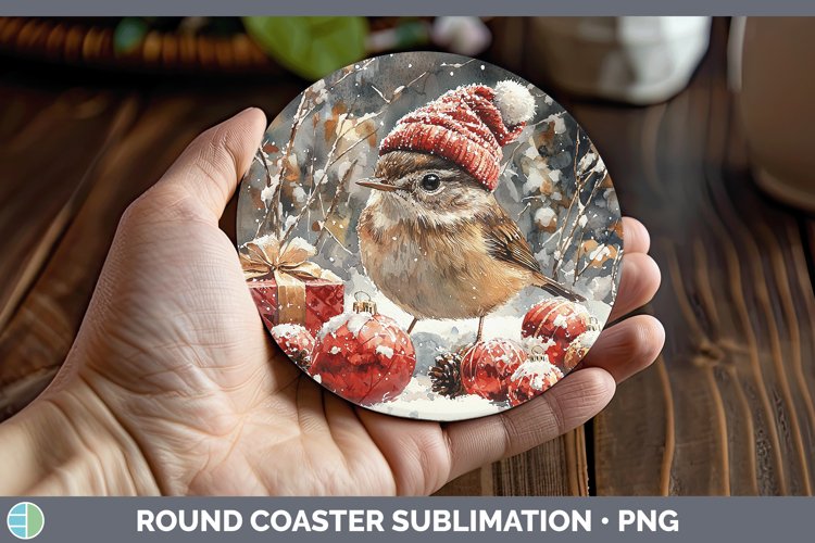 GorgeousChristmas Birds 01 Round Coaster design.