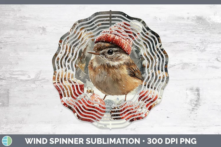 Christmas Birds 01 Wren Wind Spinner Sublimation Spinner Des