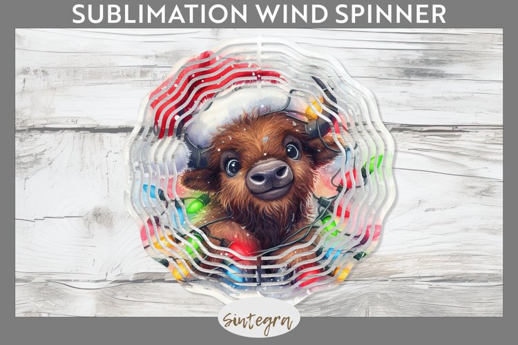 Christmas Bison v2 Entangled in Lights Wind Spinner PNG