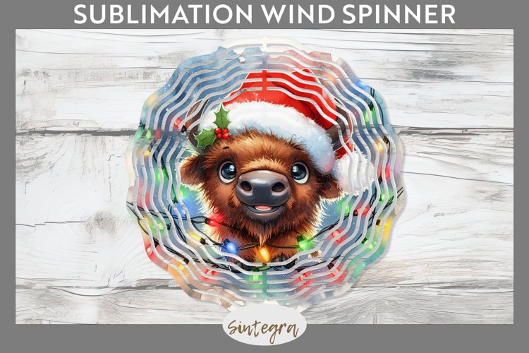 Christmas Bison v3 Entangled in Lights Wind Spinner PNG