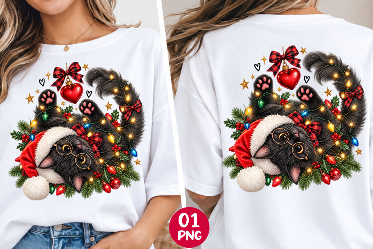 Christmas Black Cat PNG example image 1
