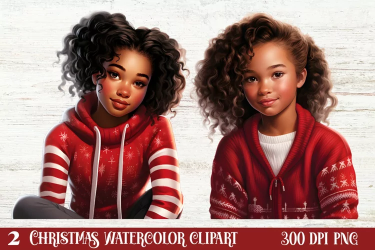 Christmas Black Girl Clipart, Christmas Girl Clipart