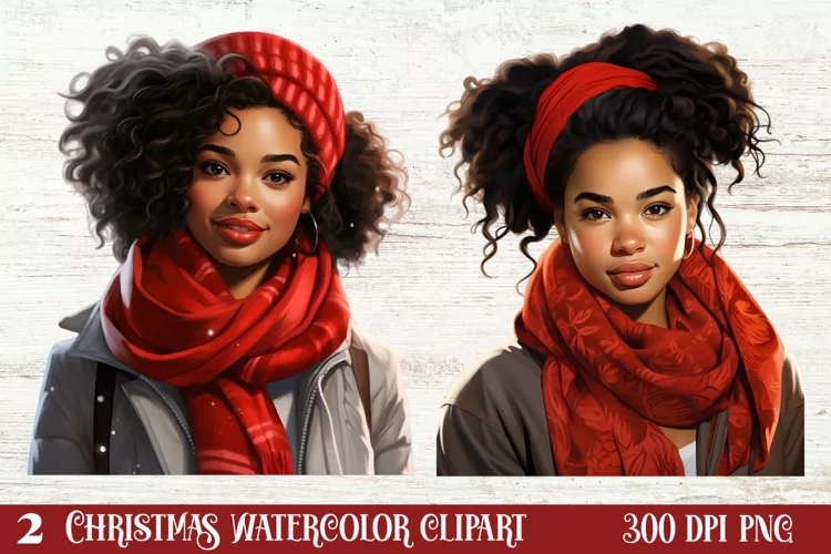 Christmas Black Girl Clipart, Christmas Girl Clipart