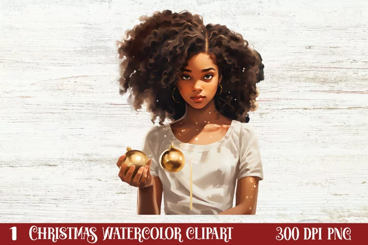 Christmas Black Girl Clipart, Christmas Girl Clipart
