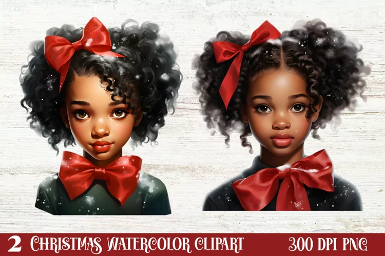 Christmas Black Girl Clipart, Christmas Girl Clipart