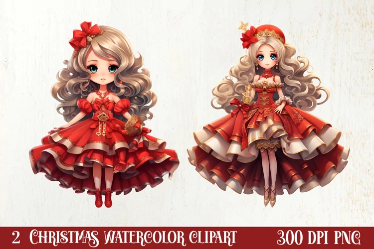 Christmas Blonde Girl Clipart Sublimation, Christmas Clipart