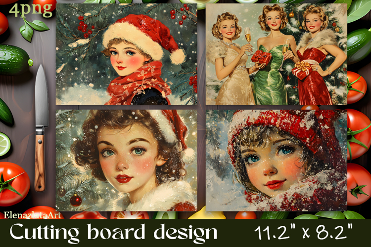 Vintage christmas Cutting Board PNG Design