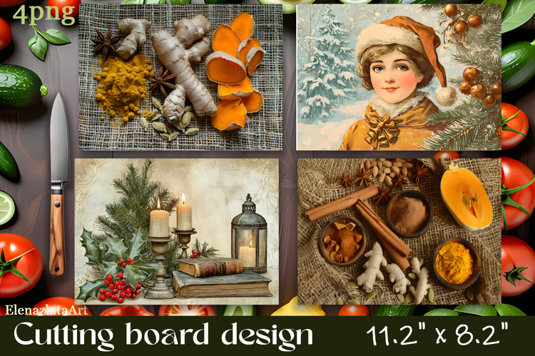Vintage christmas Cutting Board PNG Design