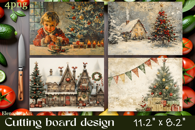 Vintage christmas Cutting Board PNG Design