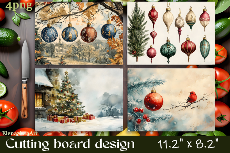 Vintage christmas Cutting Board PNG Design