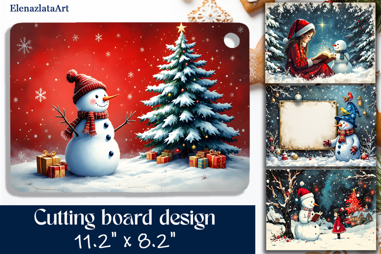 Merry christmas Sublimation cutting board, Winter board