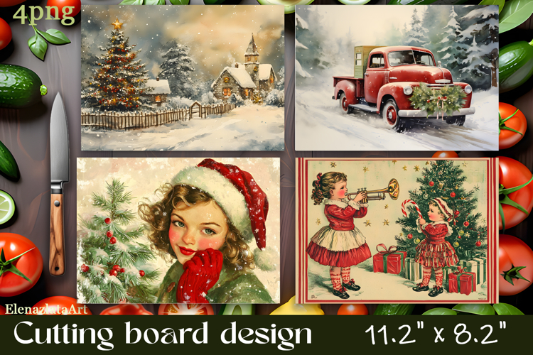 Vintage christmas Cutting Board PNG Design