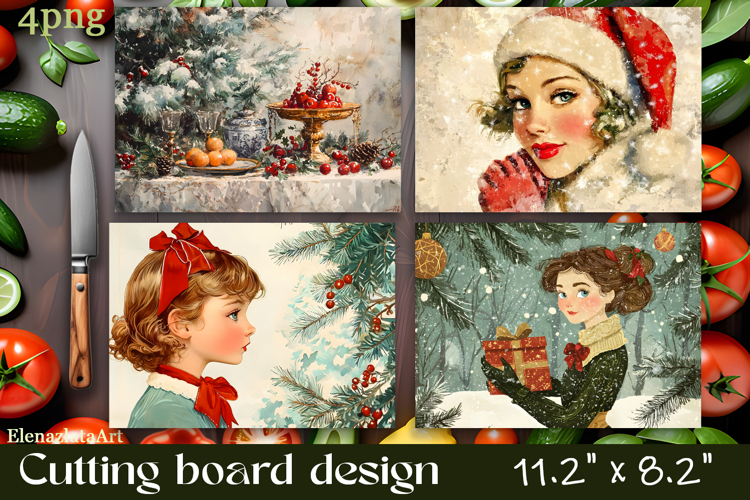 Vintage christmas Cutting Board PNG Design