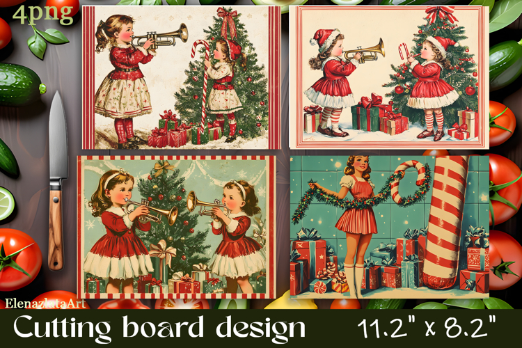Vintage christmas Cutting Board PNG Design